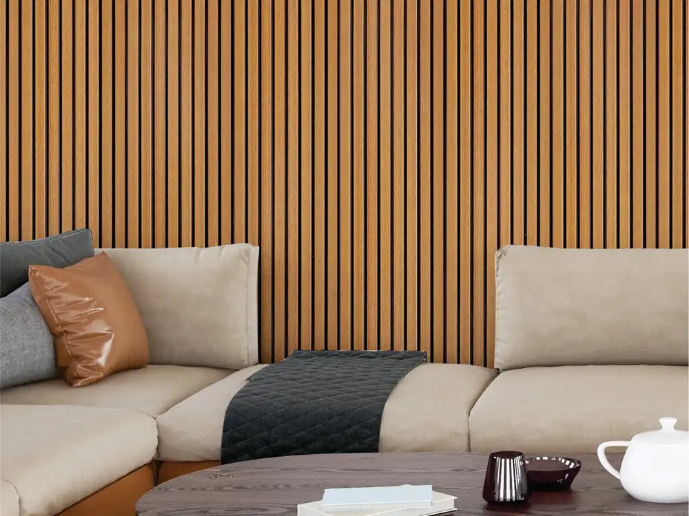 Wood finish louvers for living room and bedroom interiors